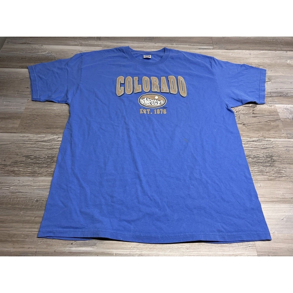 Colorado Est 1876 T-Shirt Rocky Mountains Souvenir Royal Blue Mens Size XL